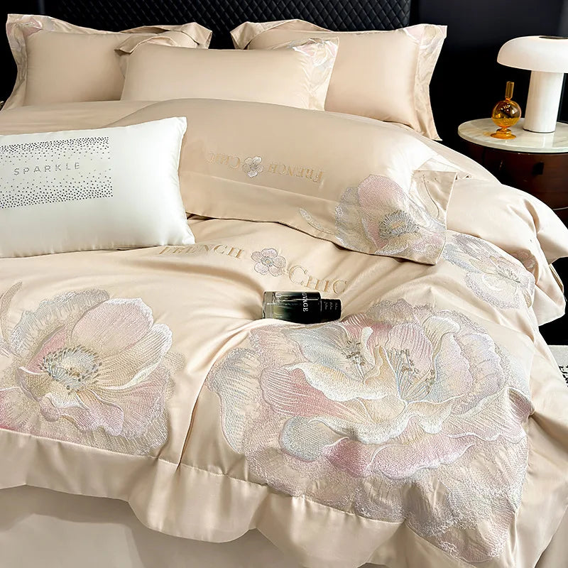 Afralia™ Chic Embroidered Cotton Bedding Set for Luxurious Home Décor