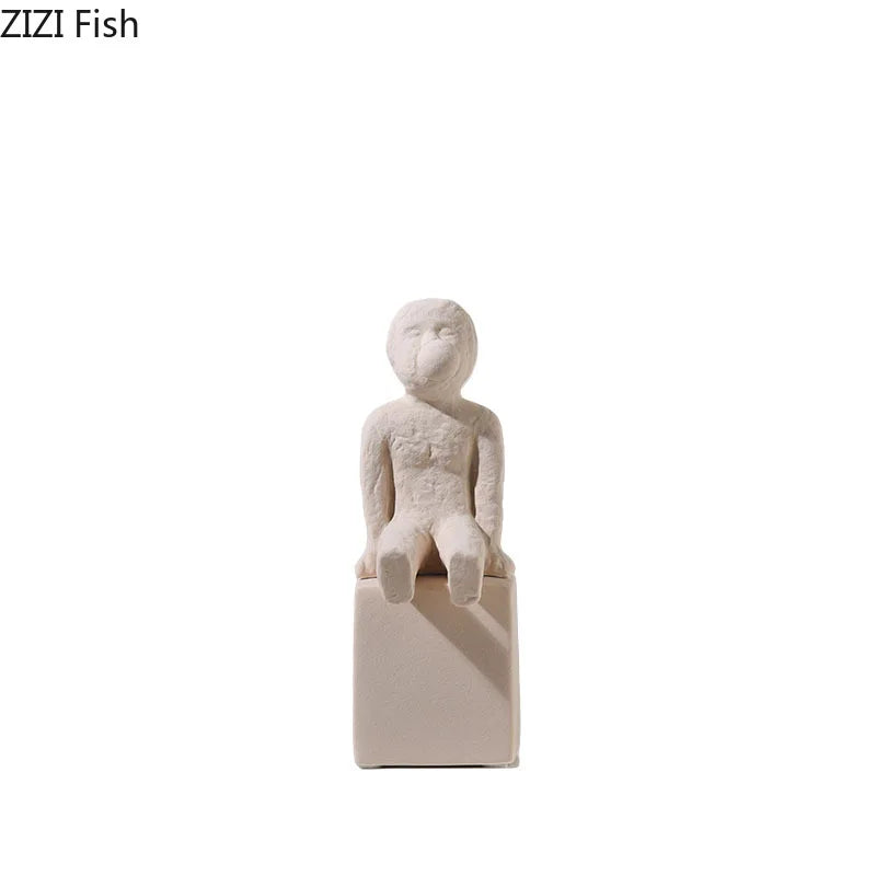 Afralia™ Abstract Family Character Ceramic Sculpture Desk Decoration