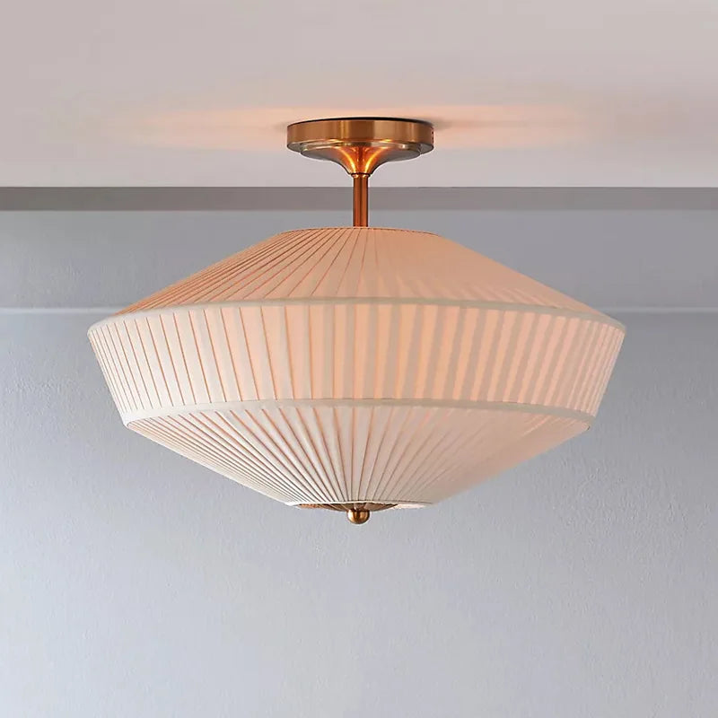 Afralia™ French Style Fabric Pleated Ceiling Lamp Vintage Decorative Light