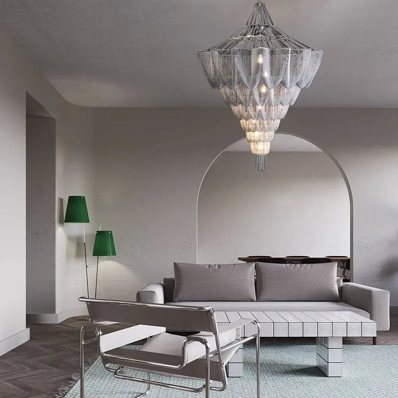 Afralia™ Nordic Tassel Chandelier Spiral Staircase Ceiling Light for Villa Living Room