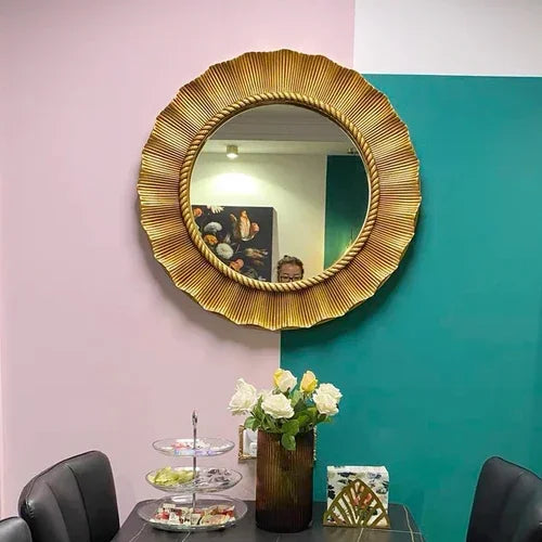 Afralia™ Sunflower Vintage Round Decorative Mirror for Living Room, Bedroom, Bathroom