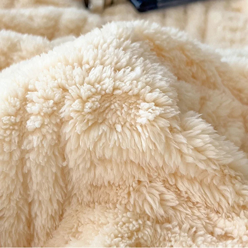 Afralia™ Soft Coral Fleece Sofa Blanket for Autumn Winter, Single Double Comforter