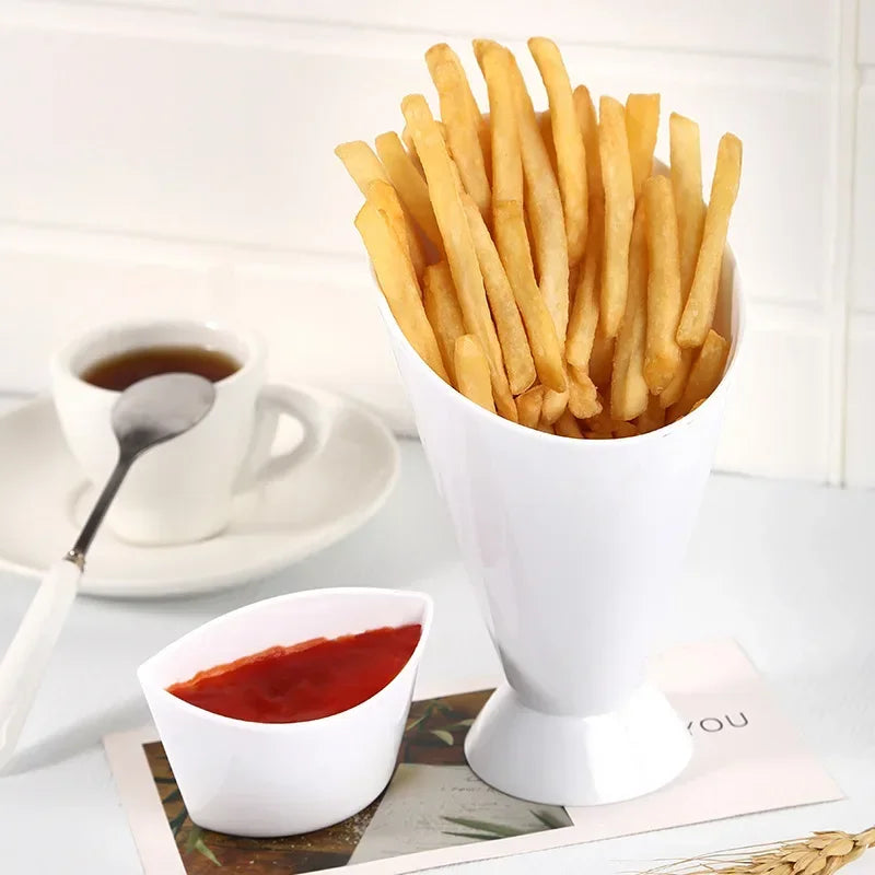 Afralia™ French Fries Holder with Sauce Cups for Snacks and Dips