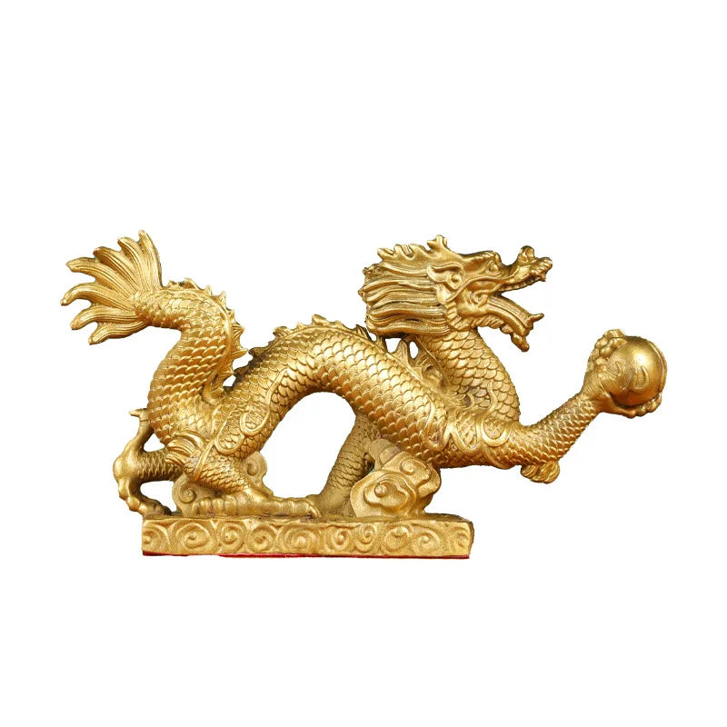 Afralia™ Dragon Phoenix Zodiac Ornaments Pure Copper Decor Mascot Home Accessories