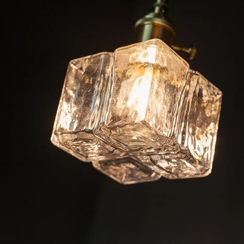 Afralia™ Small Glass LED Pendant Lights Japanese Vintage Hanging Lamp