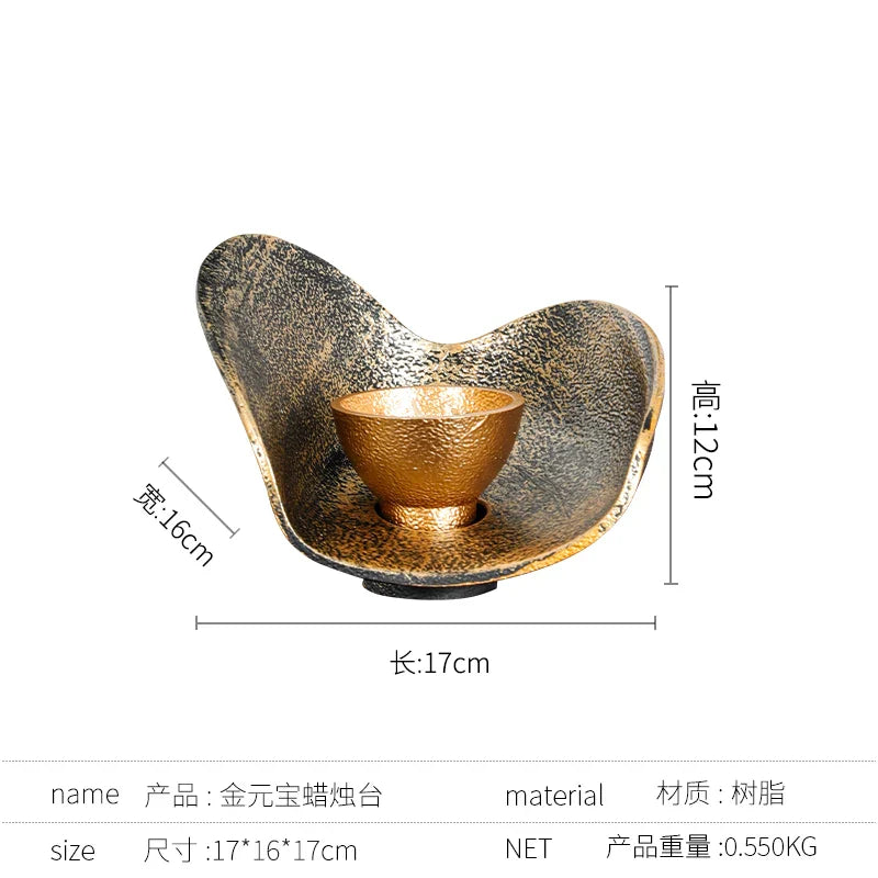 Afralia™ Gold Geometric Candlestick Bowl - Elegant Home Decor & Centerpiece