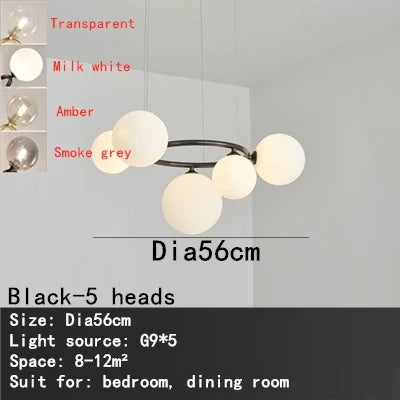 Afralia™ Black Magic Bean Ceiling Chandelier with Golden Lamp Body Glass Pendant Light