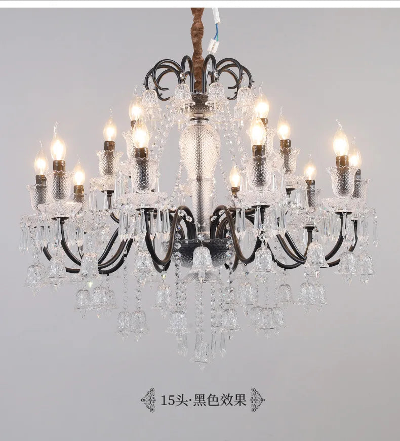 Afralia™ Black Gold Crystal Chandelier Pendant Light for Elegant Living Spaces