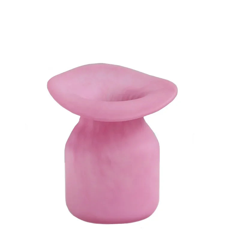 Afralia™ Pink Matte Glass Flower Vase for Home Decor and Floral Arrangements