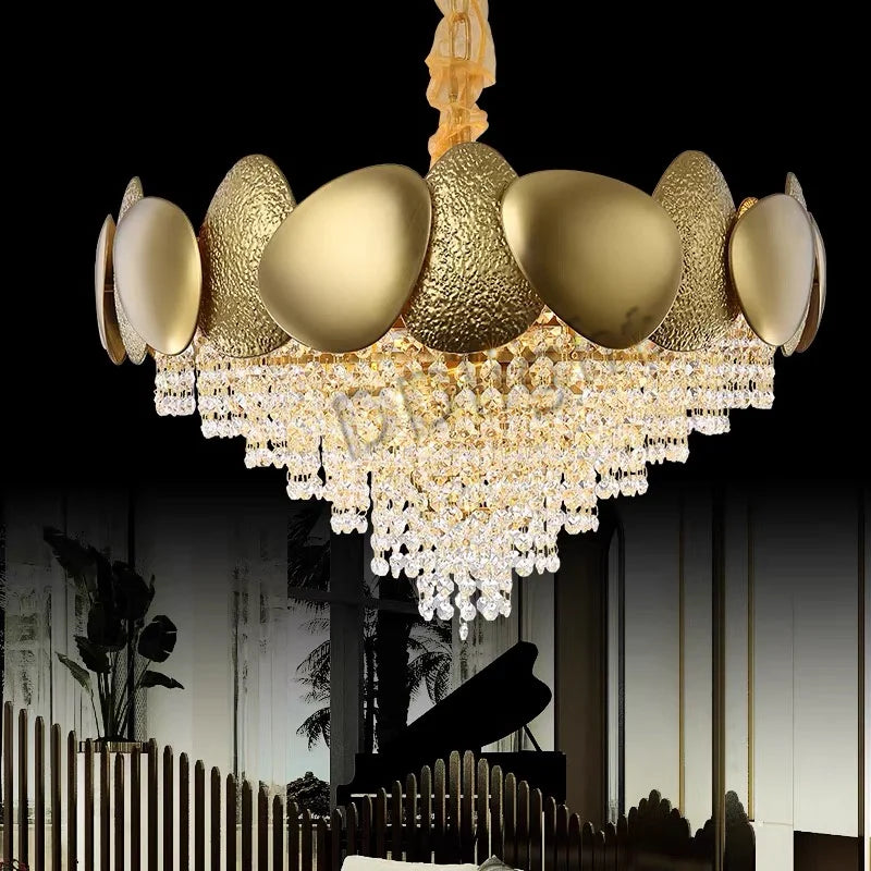 Afralia™ Crystal Tassles LED Pendant Chandelier | Modern Luxury Living Room Ceiling Light