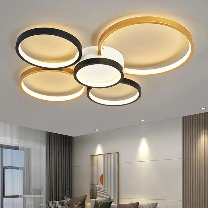 Afralia™ LED Ceiling Chandelier Remote Control Living Room Bedroom Kitchen Lamp White