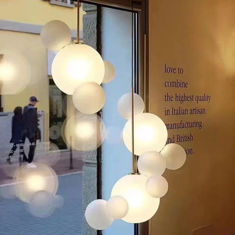Afralia™ Glass Chandelier: Nordic-Italian LED Pendant Light for Living & Dining Room