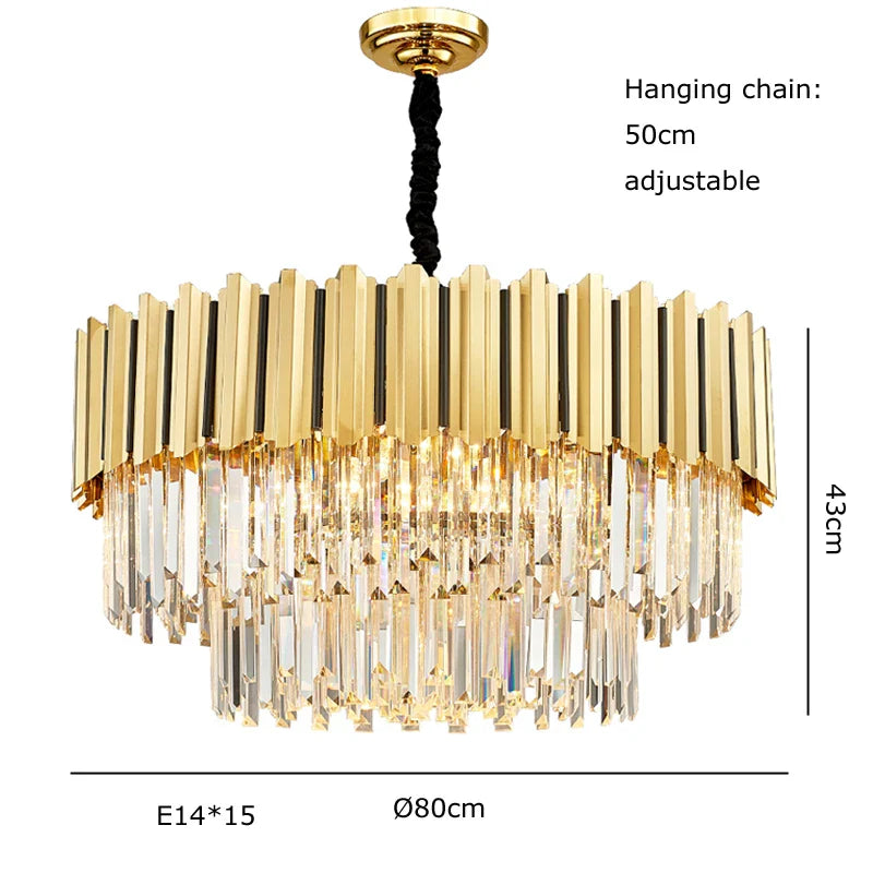 Afralia™ Gold Crystal LED Chandelier: Modern Luxe Lighting Fixture for Home Decor