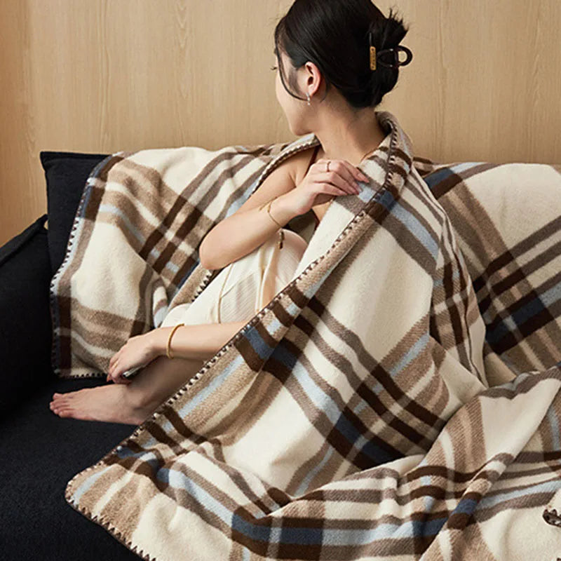 Afralia™ Luxury Faux Cashmere Sofa Blanket - Double Layered, High-End, Multifunctional Home Decor