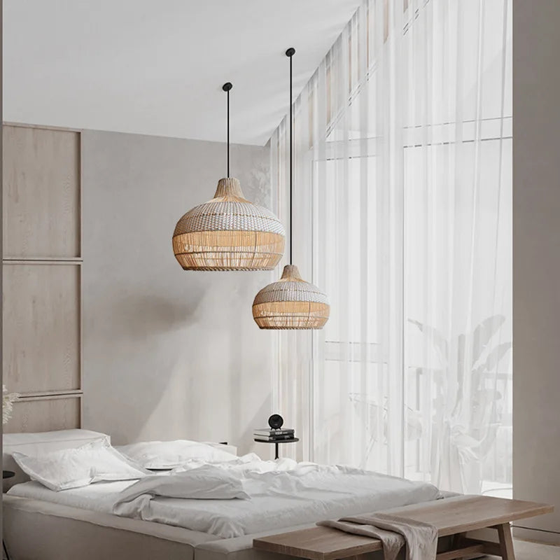 Afralia™ Rattan Weave Chandelier | Handmade Nordic Pastoral Style LED Decor Light