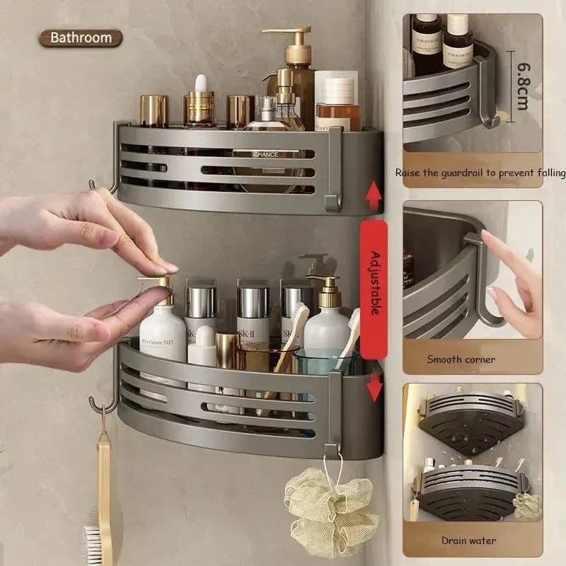 Afralia™ Corner Shelf Organizer: Wall Mounted Storage Rack for Bathroom and Kitchen