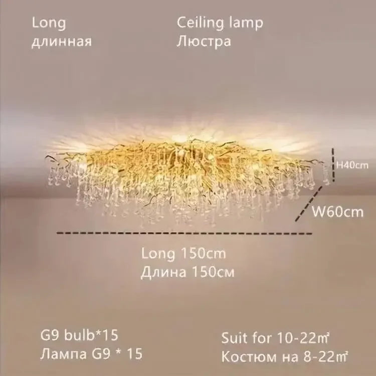 Afralia™ Modern Gold Crystal Chandelier for Bedroom, Dining, Living, Kitchen Lighting