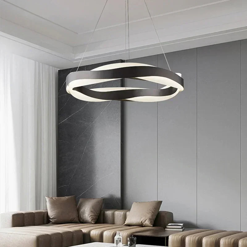 Afralia™ Elegant Black Circle Chandeliers | Luxury Acrylic Pendant Light for Home Living Room