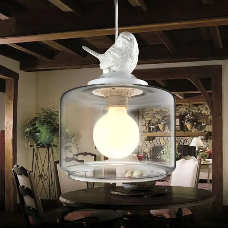 Afralia™ Bird LED Glass Chandeliers - Modern Creative Restaurant Ceiling Lights