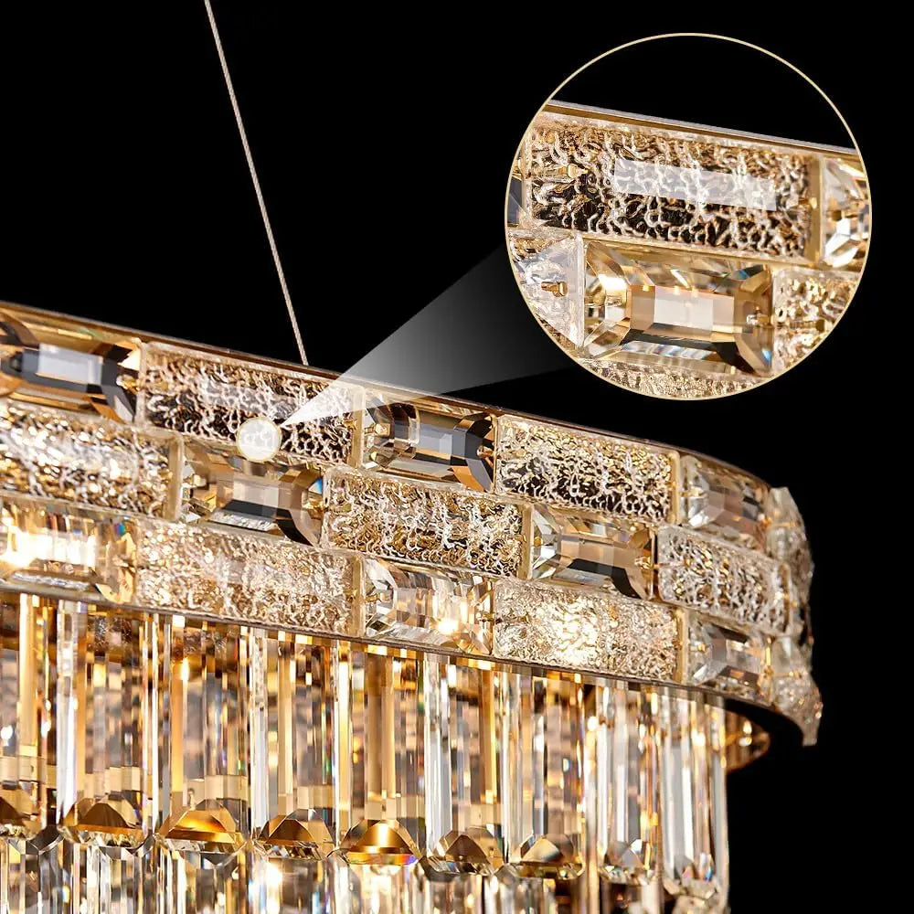 Afralia™ Gold Crystal Chandelier for Luxury Living Room & Kitchen Island