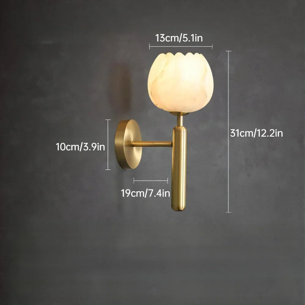 Afralia™ Flower Marble Wall Sconce Light for Bedroom and Living Room
