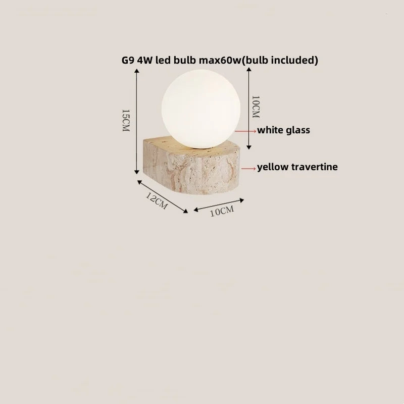 Afralia™ Natural Yellow Travertine Stone LED Wall Light