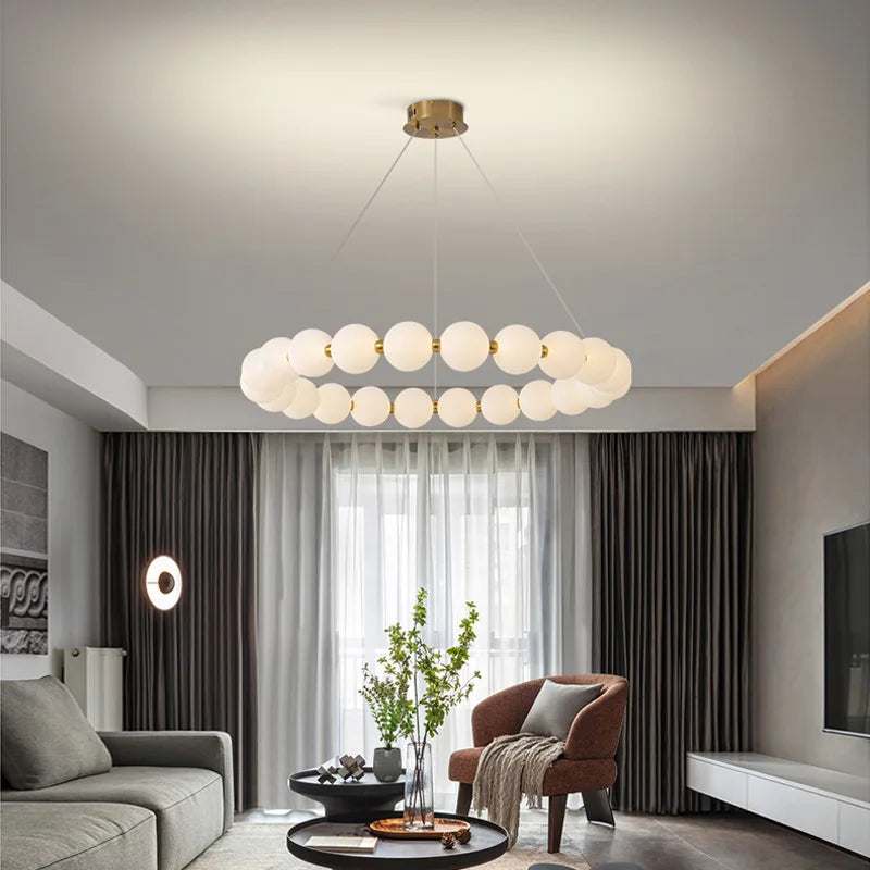 Afralia™ Modern LED Ball Chandelier: Nordic Light Luxury Round Pendant Lamp