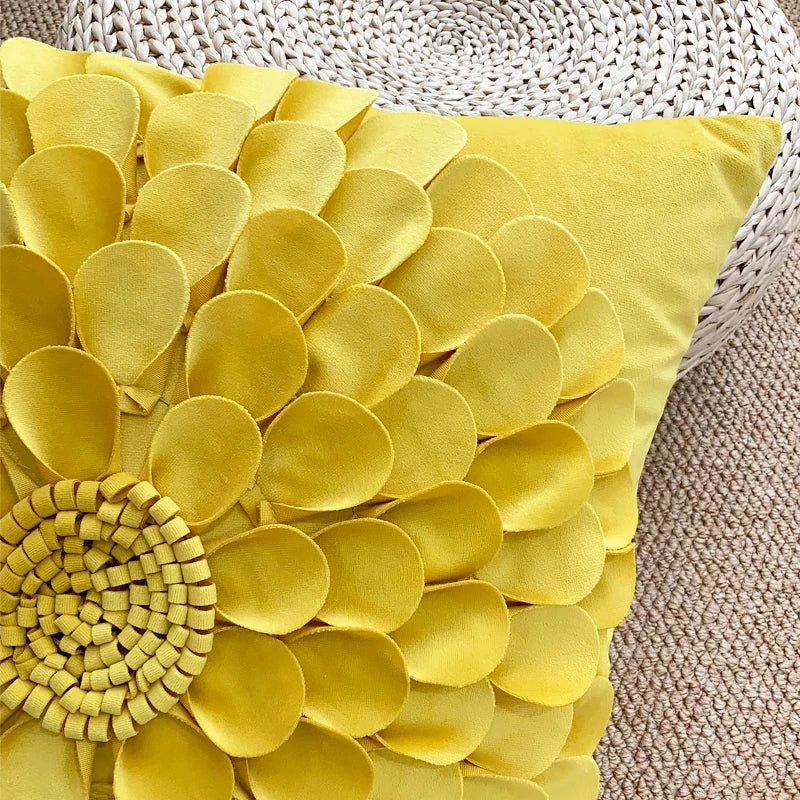 Afralia™ Chrysanthemum Sun Flower Velvet Cushion Cover Set for Cozy Home Decor