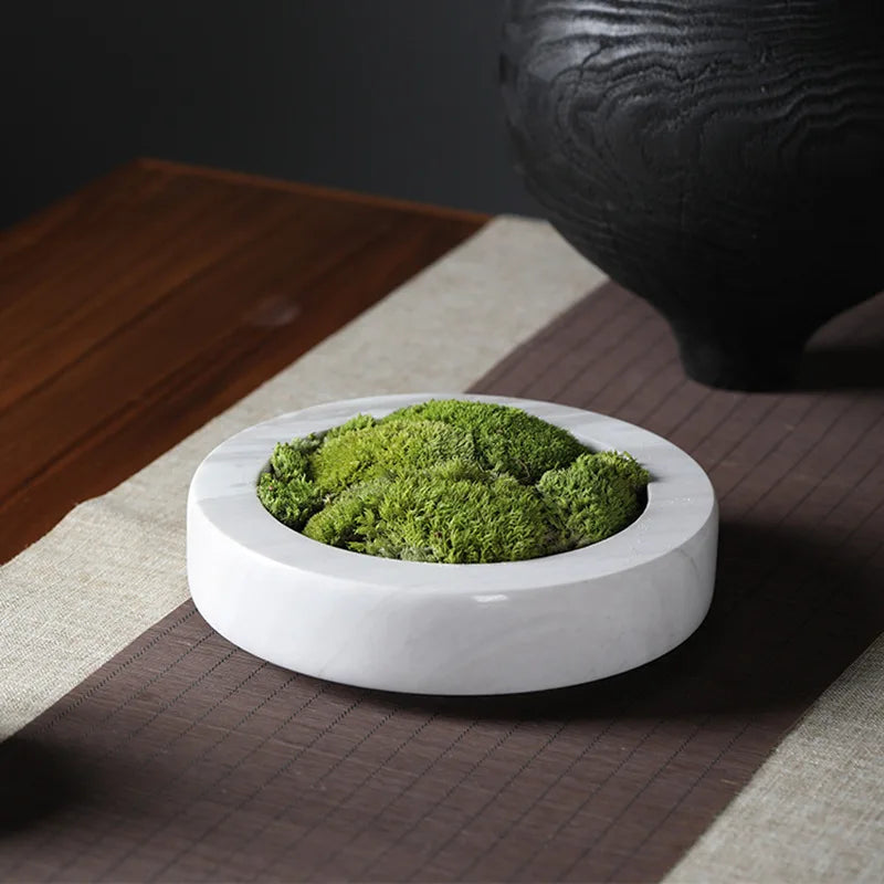 Afralia™ Marble Green Flower Pot - Luxury Stone Moss Simulation Planter Vase