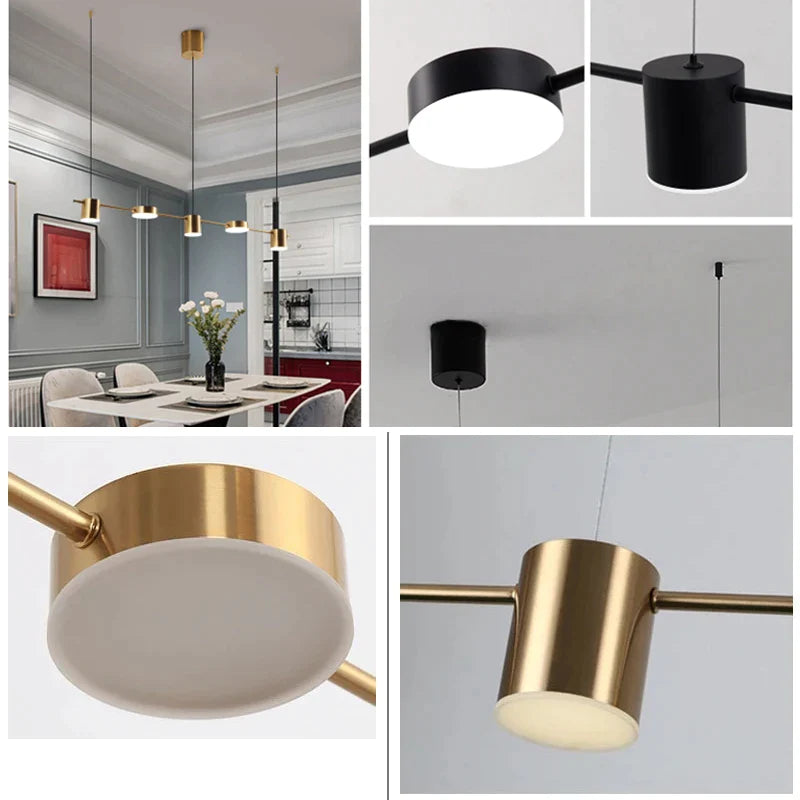 Afralia™ Modern LED Pendant Light for Home Decor & Kitchen, Black Gold Chandelier