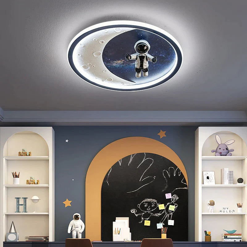 Afralia™ Boys' Room Space Ceiling Lamp Efficient Cartoon Design