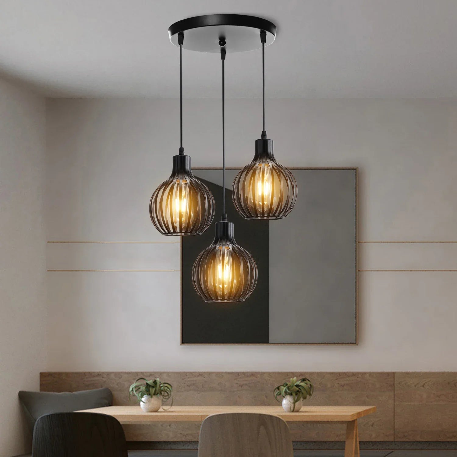 Afralia™ Wrought Iron Caged Pendant Light for Industrial Style Decor