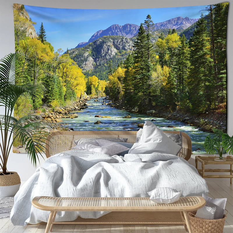 Afralia™ Peaks Forest Tapestry Wall Hanging for Bohemian Minimalist Room Decor