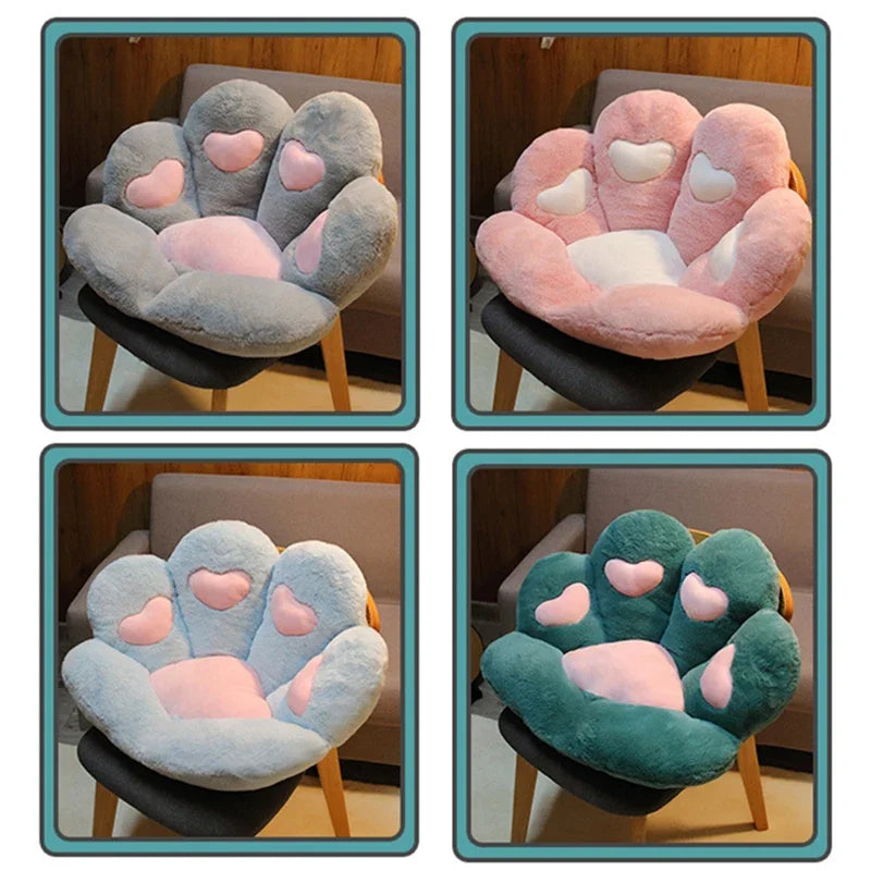 Afralia™ Soft Plush Cat Paw Seat Cushion for Comfortable Office Chair Support