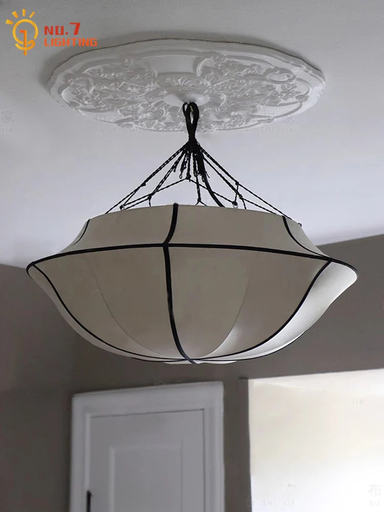 Afralia™ Silk Fabric LED Pendant Lights for Living Room, Bedroom, Kitchen Island
