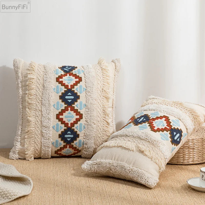 Afralia™ Geometric Embroidered Cushion Cover - 45x45cm/30x50cm - Ethnical Pattern