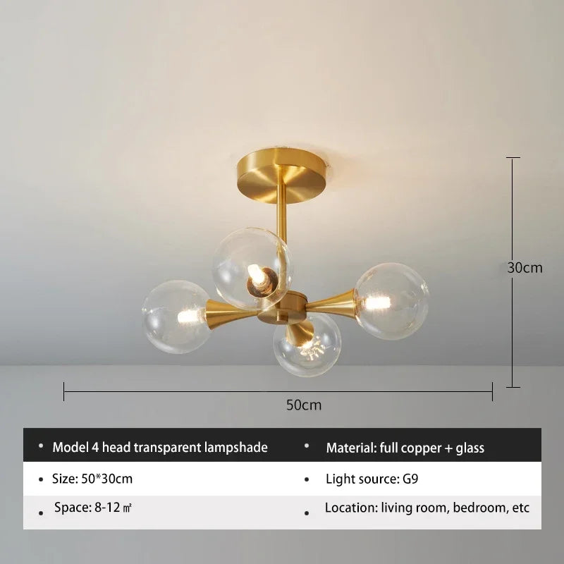 Afralia™ Glass Ball Chandelier Pendant Light Fixture for Living Dining Bedroom