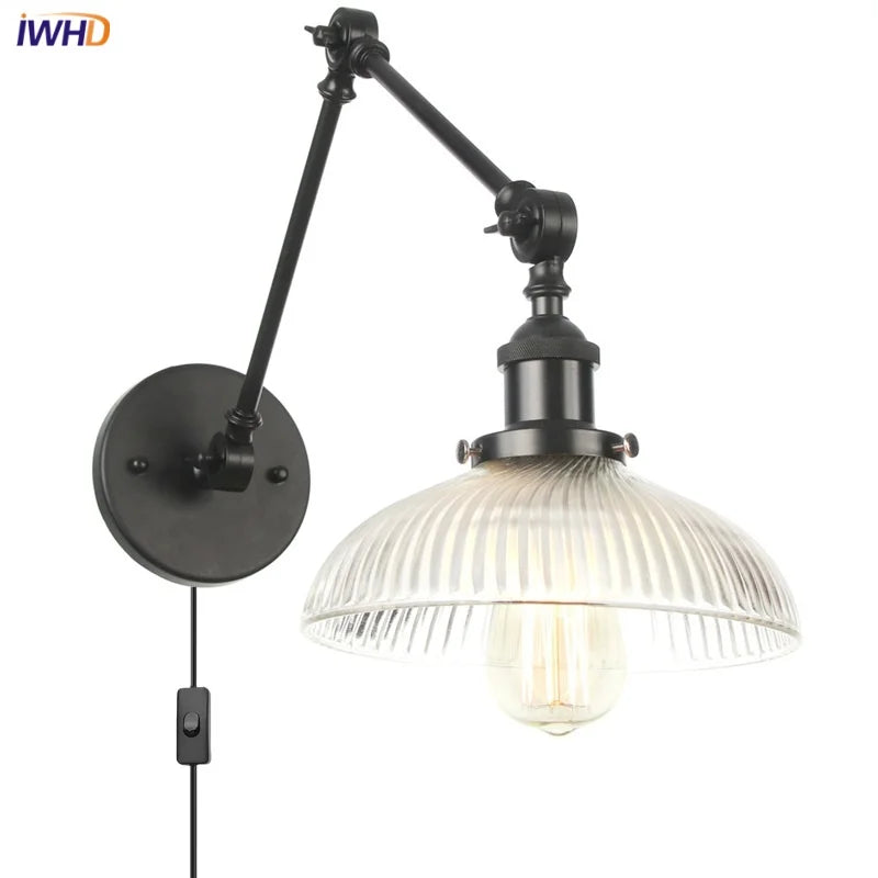 Afralia™ Swing Arm LED Wall Lights for Home Decor & Bedroom Industrial Loft Style