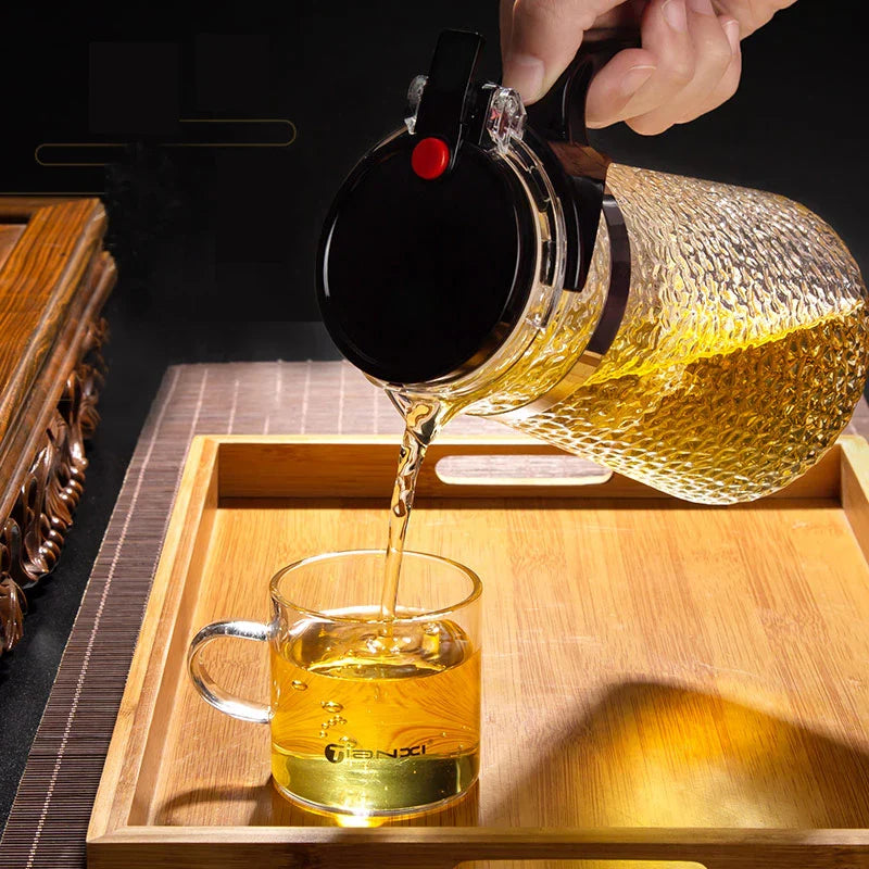 Afralia™ Glass Tea Maker with Hammer Pattern Filter for Brewing Perfect Tea