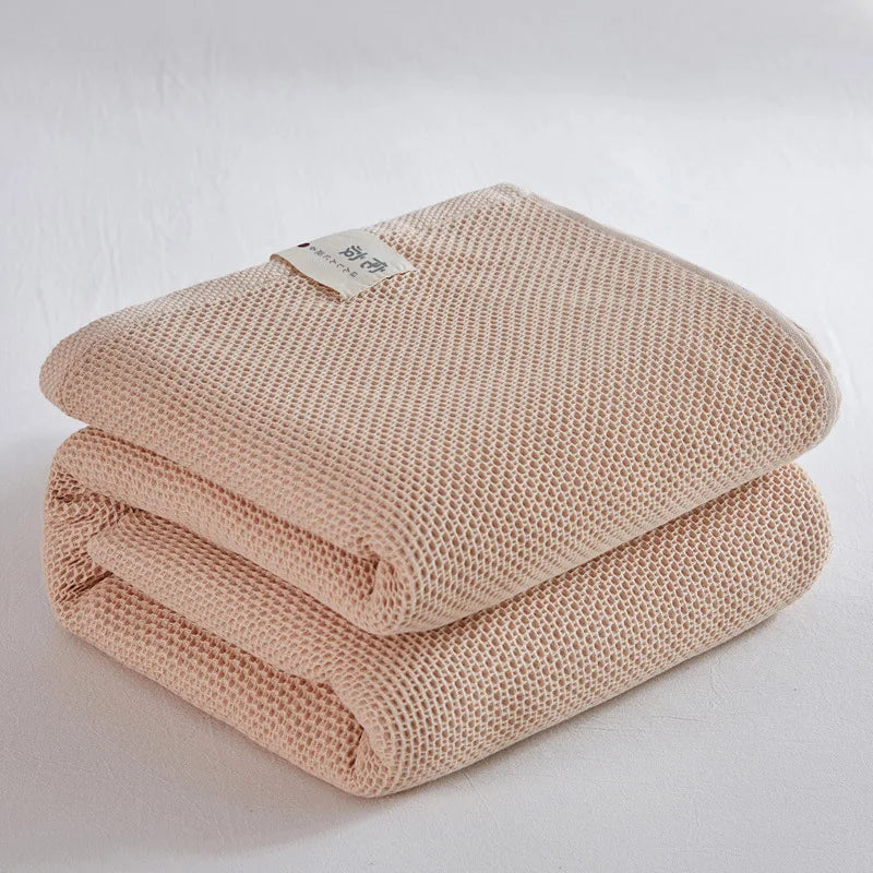 Afralia™ Cotton Honeycomb Towel Blanket for Single Double - Breathable Cozy Sofa Cover