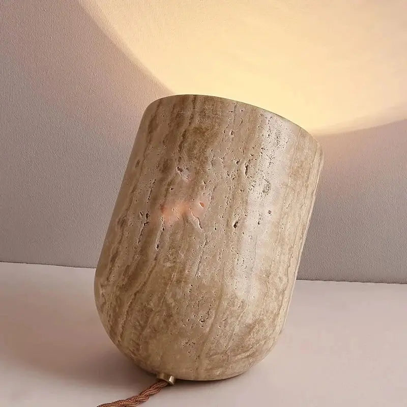 Afralia™ Travertine Stone Table Lamp for Modern Bedroom Décor