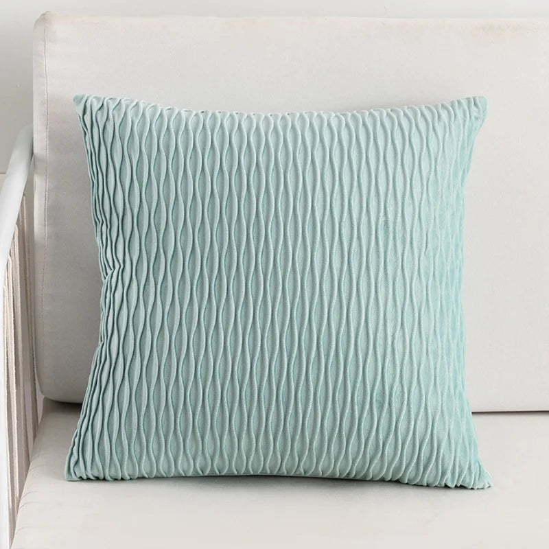 Afralia™ Velvet Striped Pleated Square Pillowcase