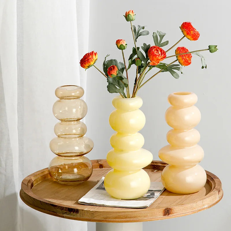 Afralia™ Geometric Glass Vase Terrarium Pebble Stack Floral Arrangement Home Decor