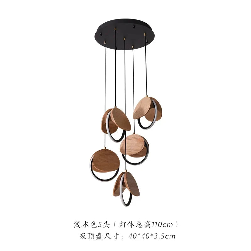 Afralia™ Solid Wood Pendant Light: Creative Art LED Lighting for Kitchen, Restaurant, and Home Decor
