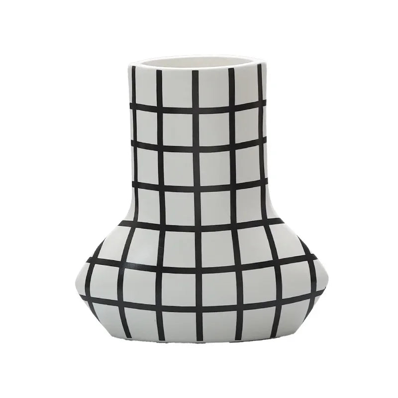 Afralia™ Striped Wave Point Ceramic Vase Home Decoration Pot