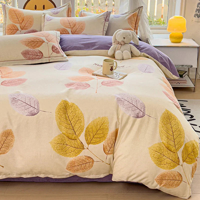 Afralia™ Brushed Cotton Printed Duvet Cover Set - Single/Double Bed Bedclothes