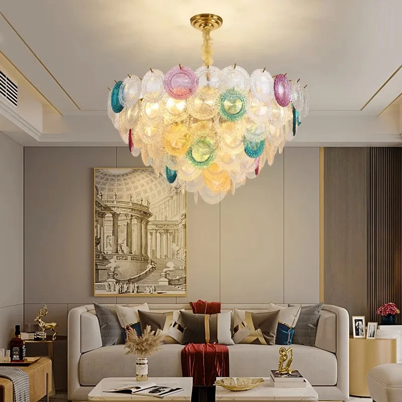 Afralia™ Sunflower Glass LED Chandelier: Colorful Indoor Decor Fixture for Living Room