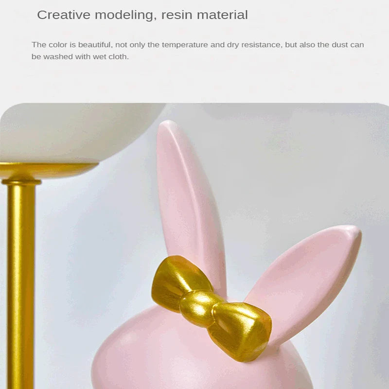 Afralia™ Nordic Rabbit Table Lamp Night Light Luxury Bunny Decor LED Bedroom Atmosphere