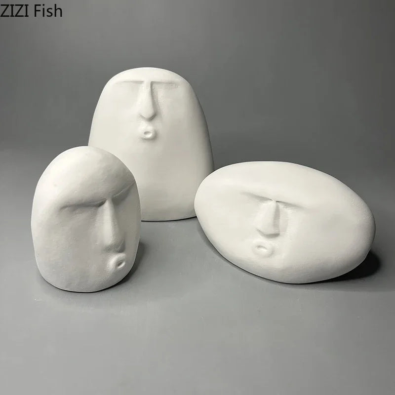 Afralia™ Stone Human Face Sculpture Decoration for Desk Ornaments & Room Aesthetic