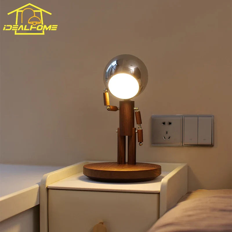 Afralia™ Moon Penalty USB Desk Lamp - Wood Base, Stepless Dimming, Rechargeable
